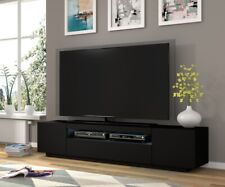 SALE !! Modern Aura TV Cabinet 200cm in Black Matt with LED Lighting