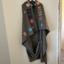 Vintage Boy Scouts Woolen Blanket Handmade Cape With Over 50 Old UK Badges (VGC)