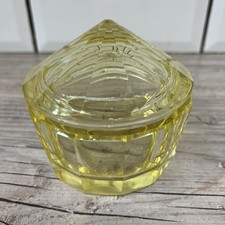 STUNNING YELLOW GLASS ART DECO LIDDED TRINKET POT VINTAGE