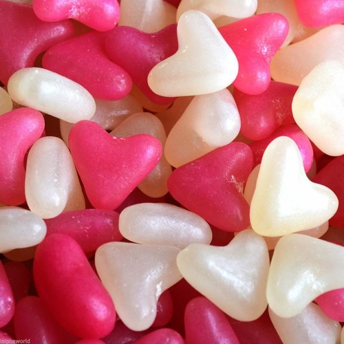 Pink white love heart jelly - pink,