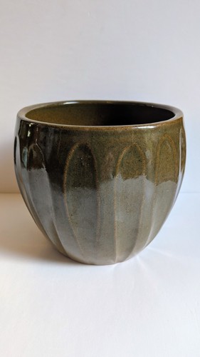 Vintage olive green glazed - green,