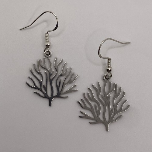 Silver coral earrings - silver,