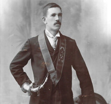 Cabinet Card Photo Man Order Foresters / Knights Golden Horn Reading Berkshire