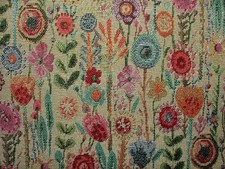 Cottage Garden Floral Linen Tapestry Fabric Curtain Upholstery Cushion Throws