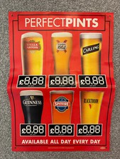 2004 JD Wetherspoon pub beer pints poster - Stella/Carling/Guinness/Man Cave