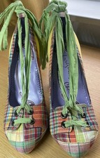 IRREGULAR CHOICE SHOES UK 7.5  EU 41  GREEN CHECK  EXCELLENT CONDITION ( 017)