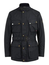 Belstaff Men's Trialmaster Jacket Black Size 34 Waxed Cotton Belted