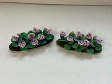 Set of 2 Miniature Dollhouse Bedding Plants – Purple Flowers – 1:12 Scale
