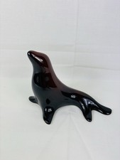 Vintage Denmead Pottery Brown Treacle Glazed Ceramic Sea Lion Ornament Seal