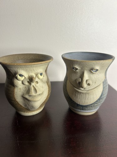 Pair vintage muggins pottery - vintage,