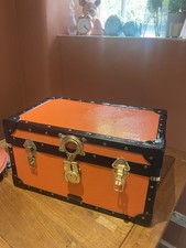 Orange Mossman Retro Style Storage Box/ Tuck Box with Lock