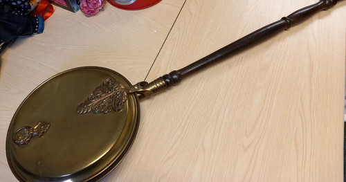 Vintage brass bed warmer pan - vintage,