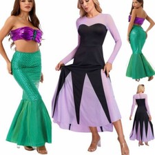UK Womens Mermaid Princess Sea Witch Cosplay Costume Halloween Dress Up Party