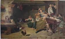 Large antique oil painting on