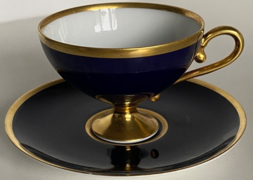 Antique cobalt blue gold cup - cobalt,