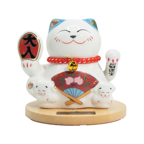 Solar money cat - wooden,