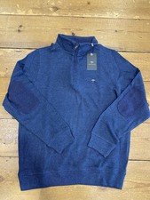 FYNCH HATTON® Hybrid 1/4 Zip Jumper/ Sweat Top/Indigo - Large  TAG PRICE £99.99