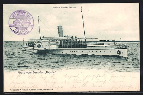 Postcard steamer najade north - steamer,