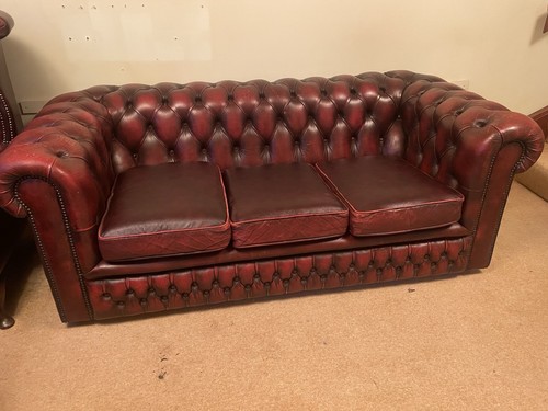 Chesterfield leather sofa - leather,