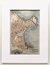 SCARBOROUGH 1910 ANTIQUE CITY PLAN Colour Map - Mounted For Framing