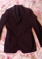 VENTUNO21 34" Chest Black Suit Jacket only from Moss Bros Funeral Blazer 