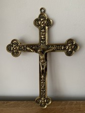 Vintage Brass Crucifix Jesus On Cross French Mid Century