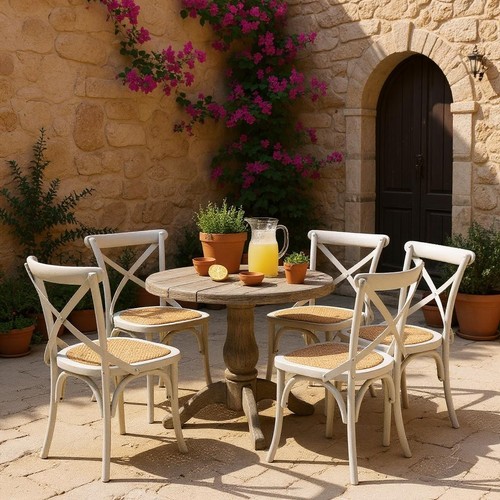 Cream cross back dining chair - dining,