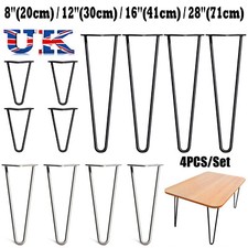 4x Hairpin Table Legs 10mm Steel 8" 14" 16" 28" DIY Furniture Table Desk Bench