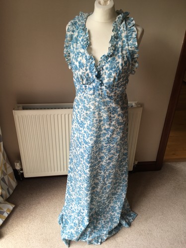 1970 blue white floral - blue, &