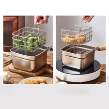 Small Deep Fryer Pot Lightweight Lid Fryer with Basket for Chips Fish Fries
