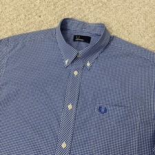 Fred Perry | Short Sleeve Classic Gingham Shirt Large (Blue) Mod Scooter Casuals