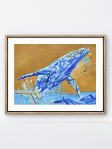 Blue whale art - blue,