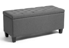 Fabric Large Storage Ottoman - Grey | Upholstered Footstool Bench Bedroom Seat