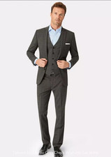 Brook Taverner Cassino 3 Piece Tailored Fit Suit Size 42 Grey Washable Wool  