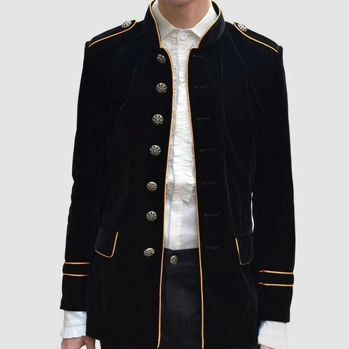 Men black velvet gothic - black,