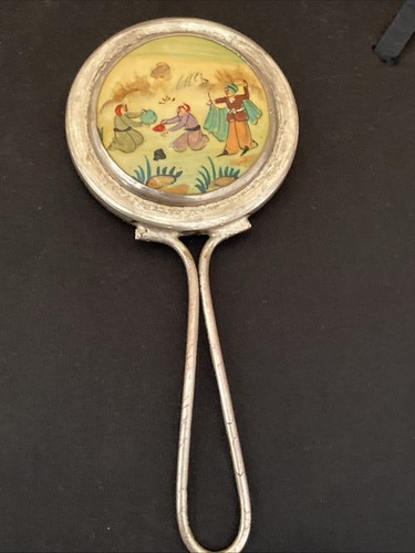 Antique miniature hand mirror - antique,