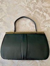 RARE Marquessa Vintage Black Lizardskin Handbag with suede interior