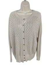 WOMENS TU X GOK SAINSBURYS UK 20 METALLIC OATMEAL POINTELLE KNIT CARDIGAN JUMPER