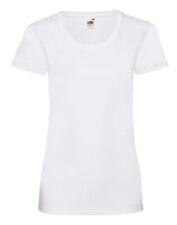 fruit of the loom t shirts womens Ladies Plain Coloured Cotton Fitted Tee Shirt