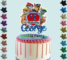 Paw Patrol Personalised Glitter cake Topper With Any Name & Age