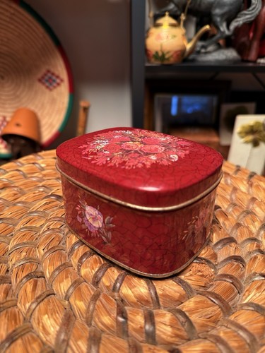 Vintage red floral - red, trinket