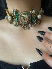 Turkish Style choker Set Emerald Green Set Pearl Jewellery