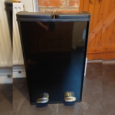 Black Habitat Twin Compartment Pedal Recycling Bin 60 Litres Excellent Condition