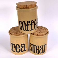 T G Green Granville Tea Coffee Sugar 11.5cm Storage Jar Canister Set Cork Lid