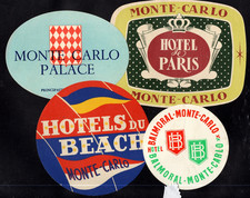 vintage Luggage  labels  lot  HOTEL  Monte Carlo