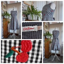 CATH KIDSTON BLACK WHITE GINGHAM CHERRY DRESS SIZE 12 BRAND NEW