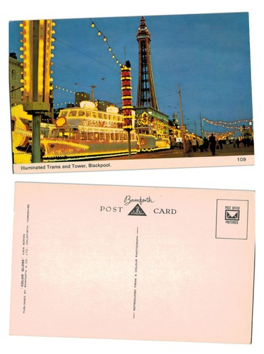 Postcard illuminated trams - illuminated,