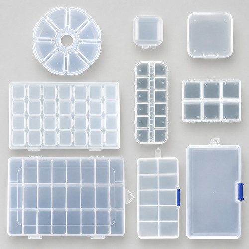 Clear plastic bead storage box - plastic,