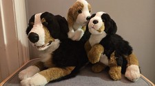Vintage E & J Classics Realistic Bernese Mountain Dog Mother And Pups Plush Set