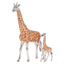 Saturno Set Of Two Hand Enamelled 925 Sterling Silver Giraffe Ornaments